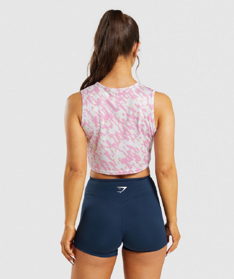 Camiseta Tirantes Gymshark Entrenamiento Crop Mujer Rosas | CO 2338DFM